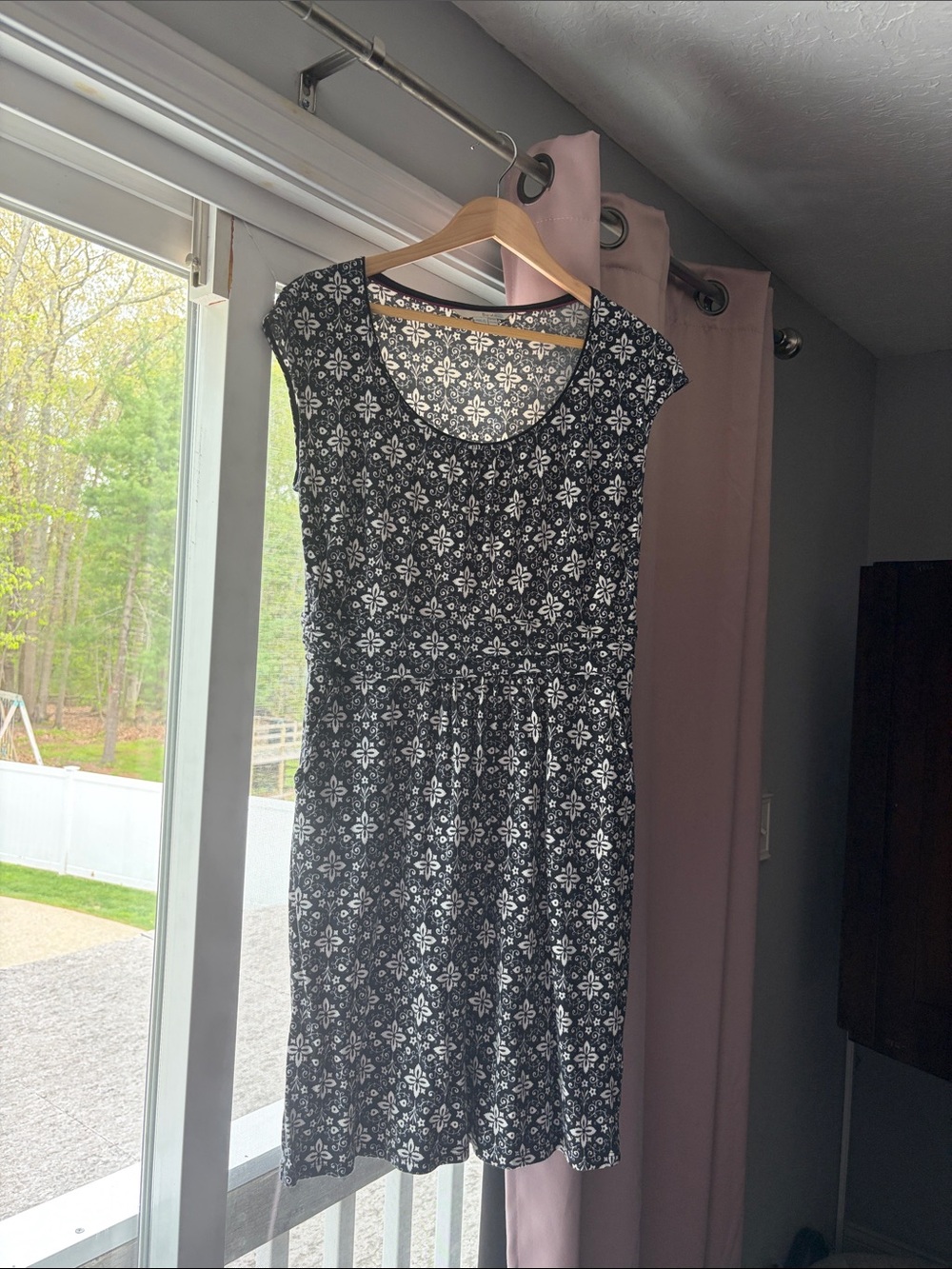 Boden Black Dress with White Floral Print